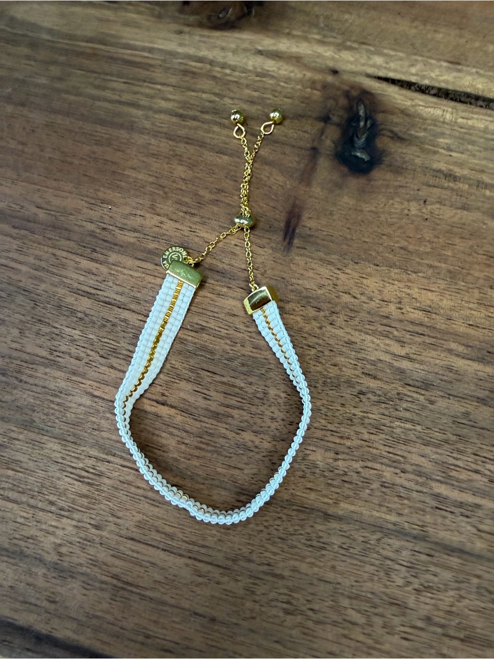Victoria Emerson White Gold Beaded Adjustable Bracelet